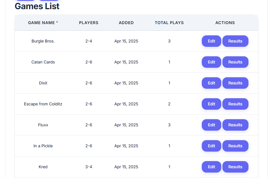 Games List